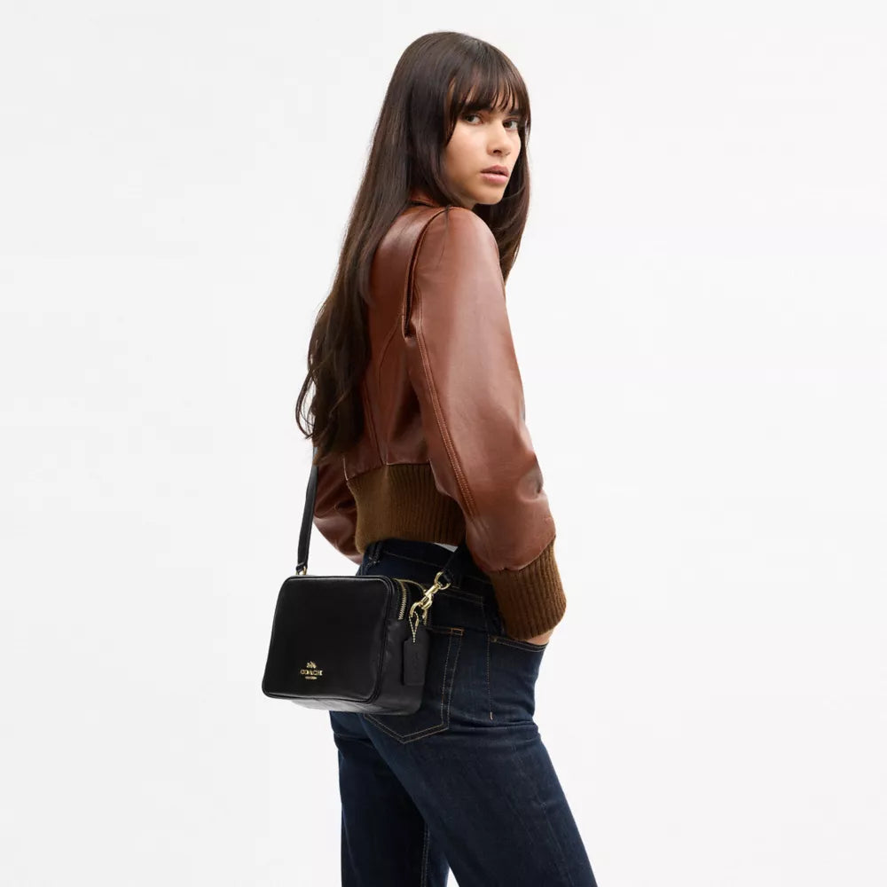 Carey Crossbody Bag - Crinkle Leather/Gold/Black