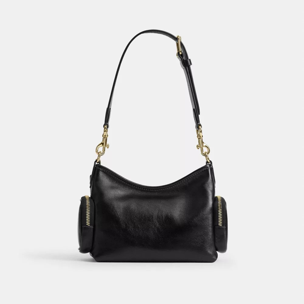 Laurel Shoulder Bag 22 With Pockets - Crinkle Leather/Gold/Black