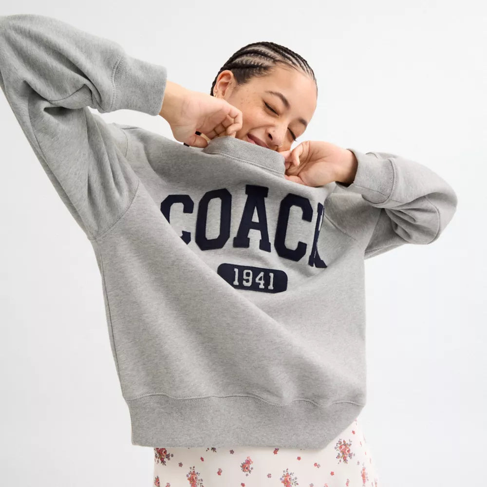 Sporty Boyfriend Crewneck Sweatshirt - Heather Grey