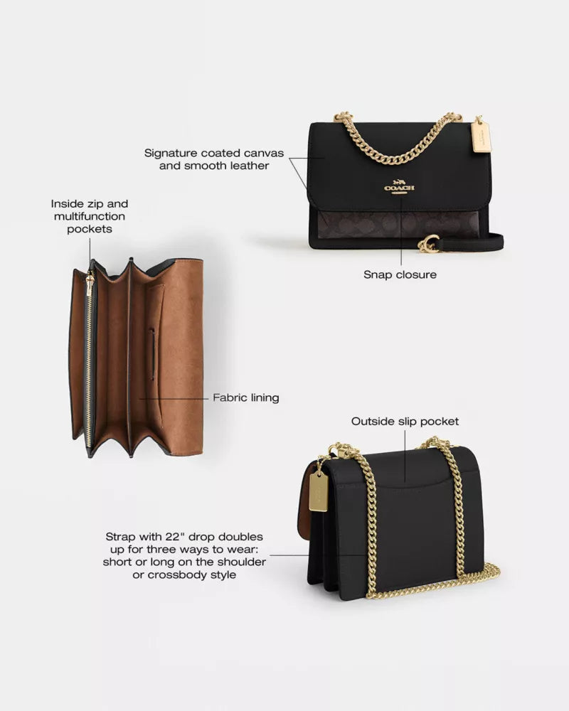 Klare Crossbody Bag In Signature Canvas - Gold/Walnut/Black