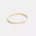Thin Enamel Signature Hinged Bangle - Gold/Chalk