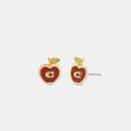 Signature Apple Stud Earrings - Gold/Red Multicolor