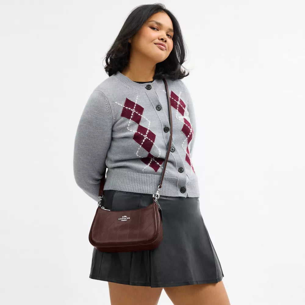 Teri Shoulder Bag With Quilting - Smooth Leather/Silver/Maple