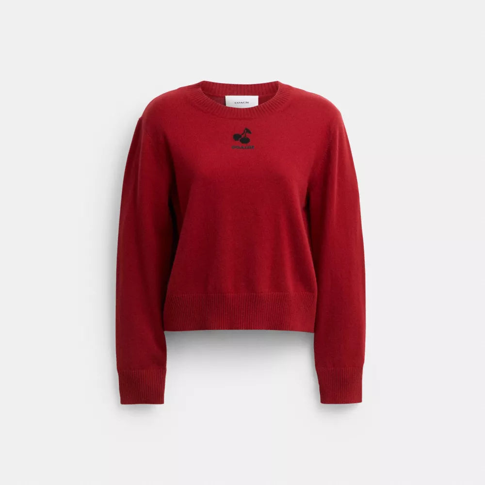 Mini Intarsia Crewneck Sweater - Red