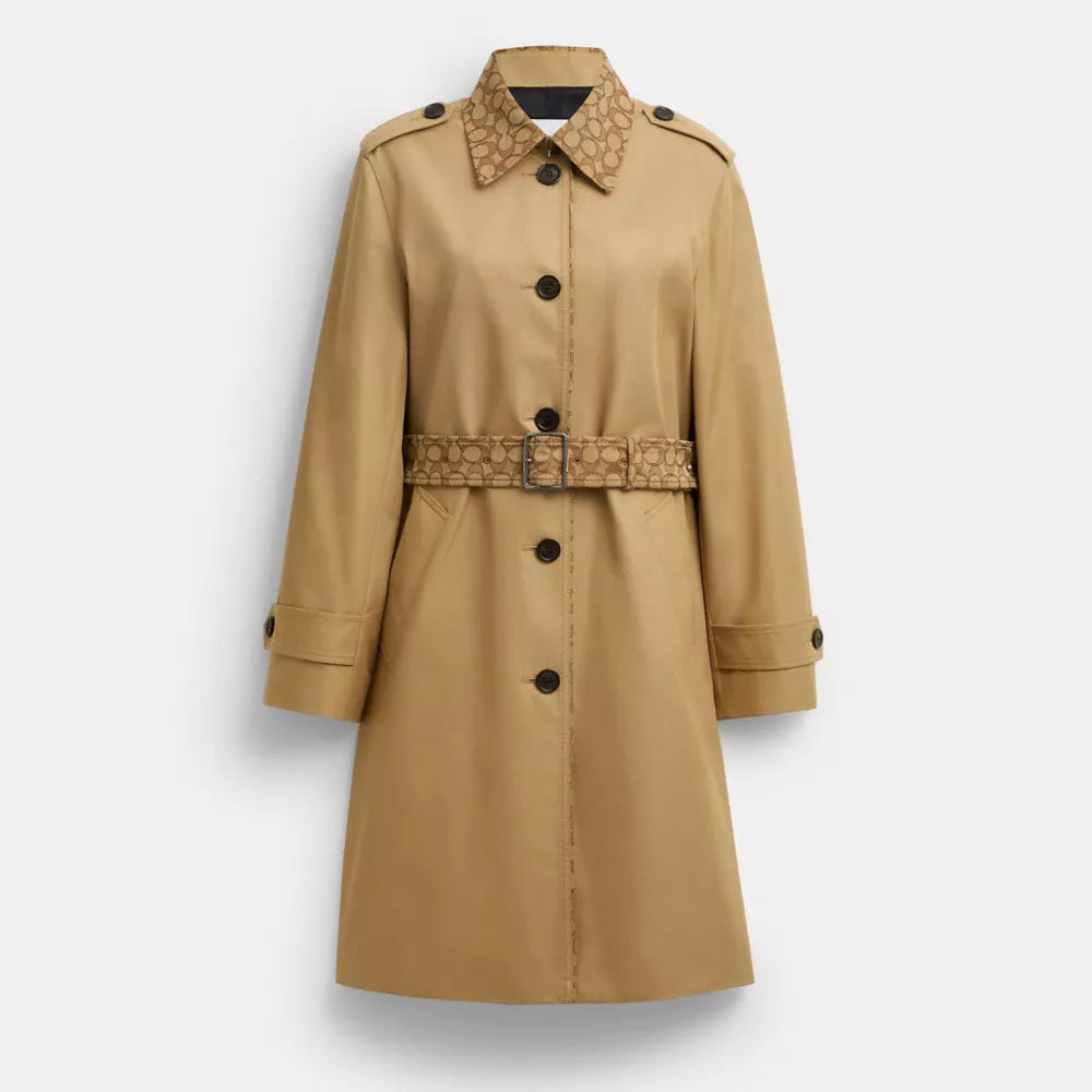 Trench With Signature Piping - Khaki