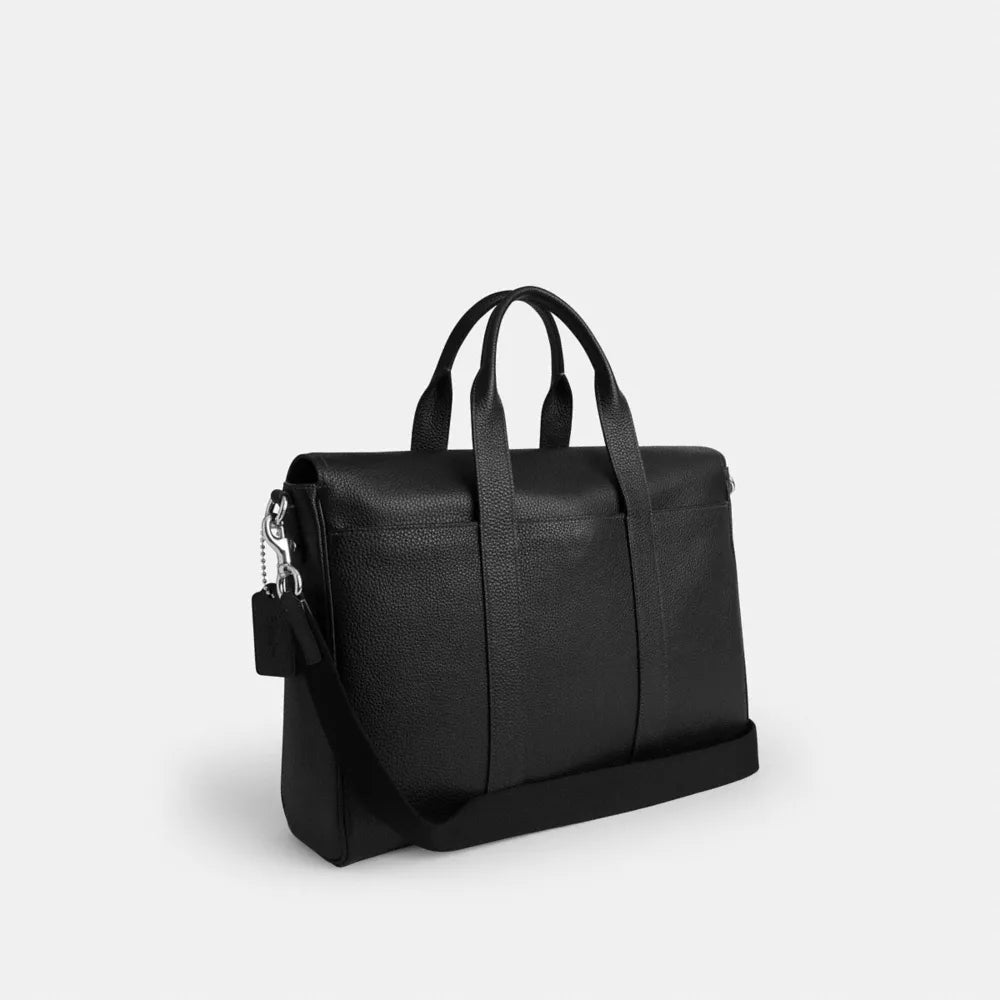 Sullivan Portfolio Brief - Pebbled Leather/Silver/Black