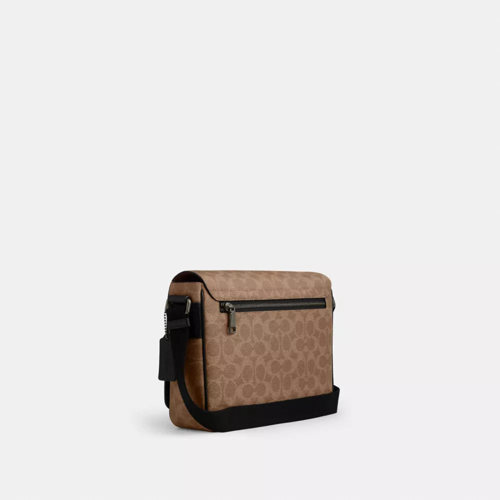 Jack Messenger Bag In Signature Canvas - Signature Canvas/Gunmetal/Tan/Black
