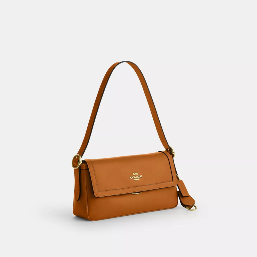 Etta Small Flap Shoulder Bag - Gold/Brown