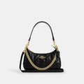 Teri Shoulder Bag With Quilting - Crinkle Leather/Gold/Black