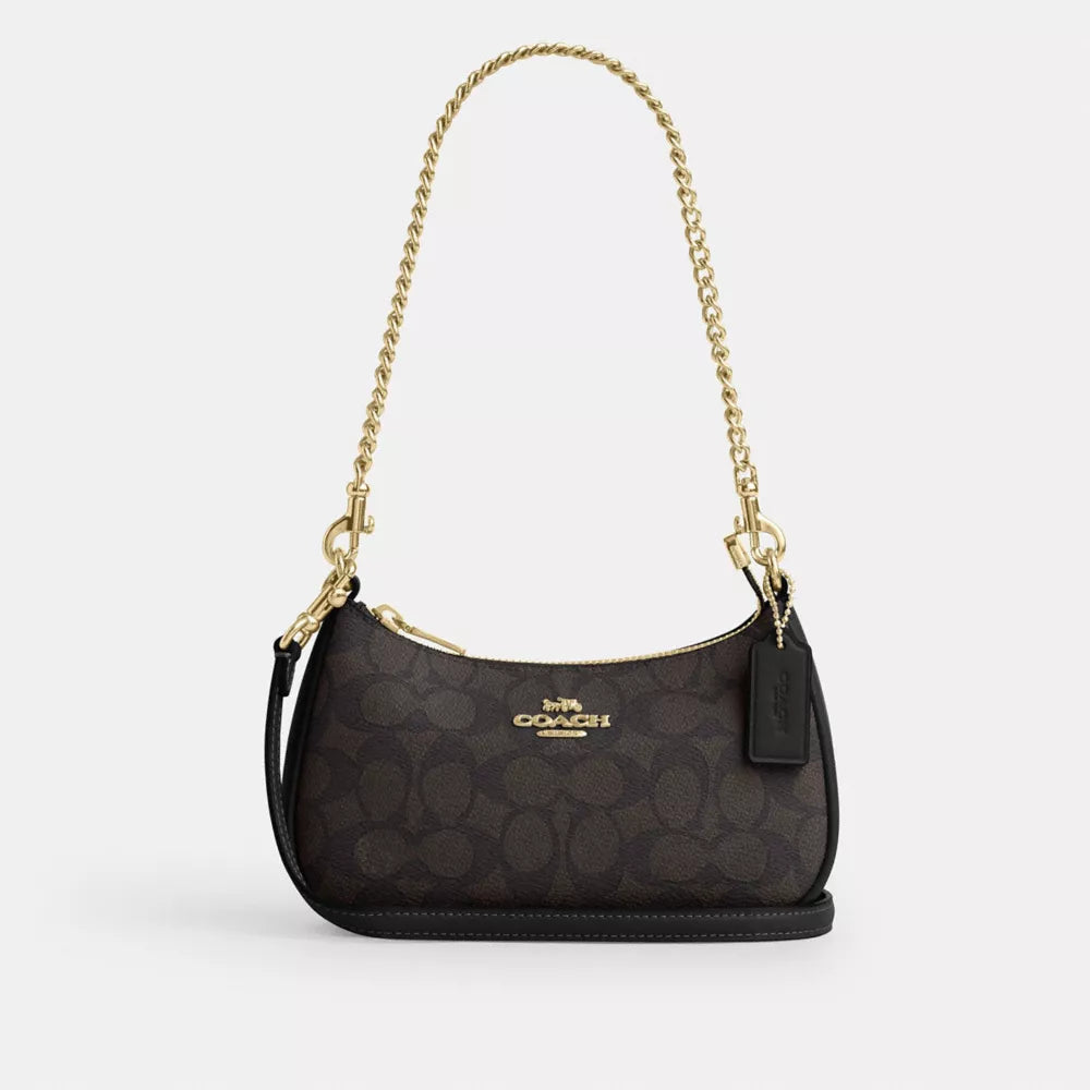 Teri Mini Crossbody Bag In Signature Canvas - Signature Canvas/Gold/Walnut/Black