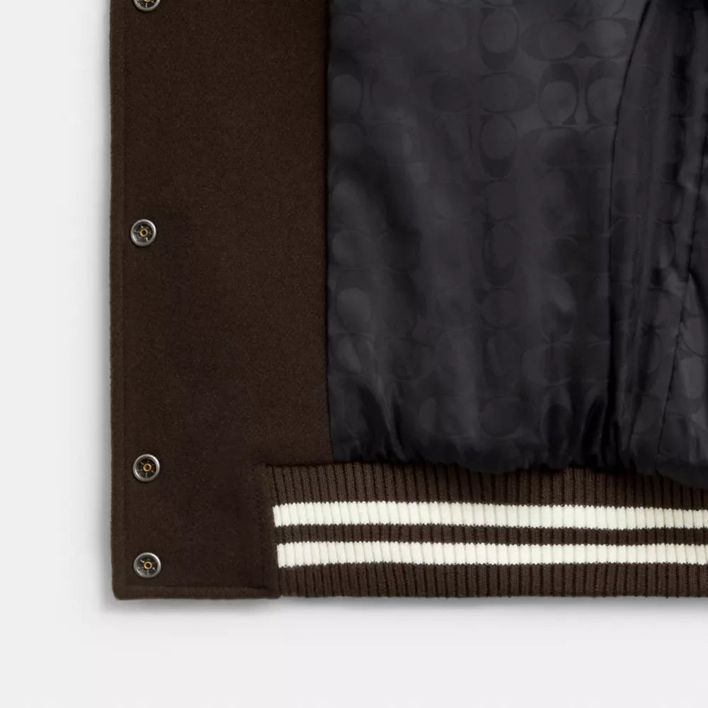 Wool Varsity Jacket - Hickory Brown