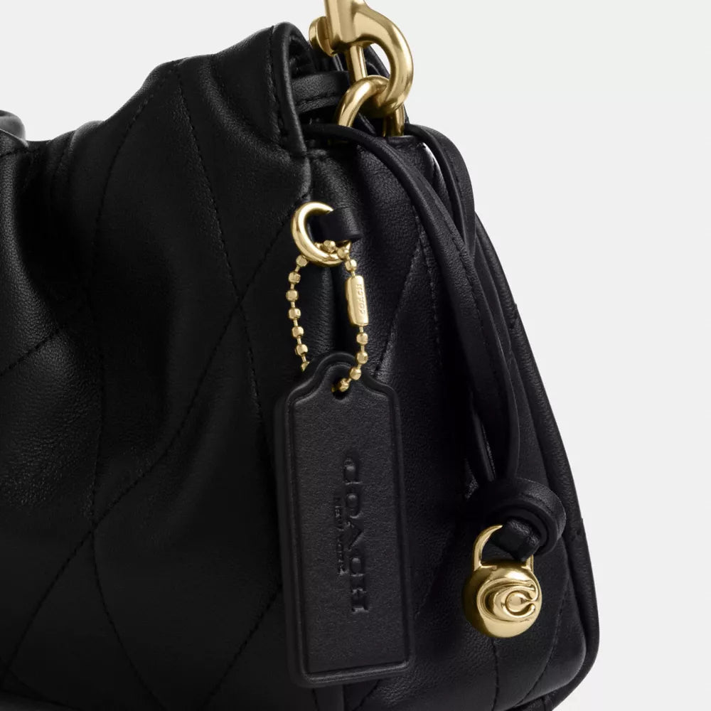 Faye Shoulder Bag With Quilting - Nappa Leather/Gold/Black