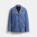 Studded Suede Jacket - Blue