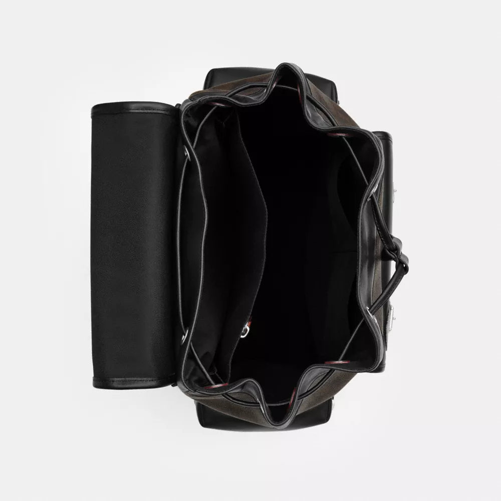 Sprint Backpack In Signature Canvas With Patches - Signature Canvas/SV/Walnut/Black