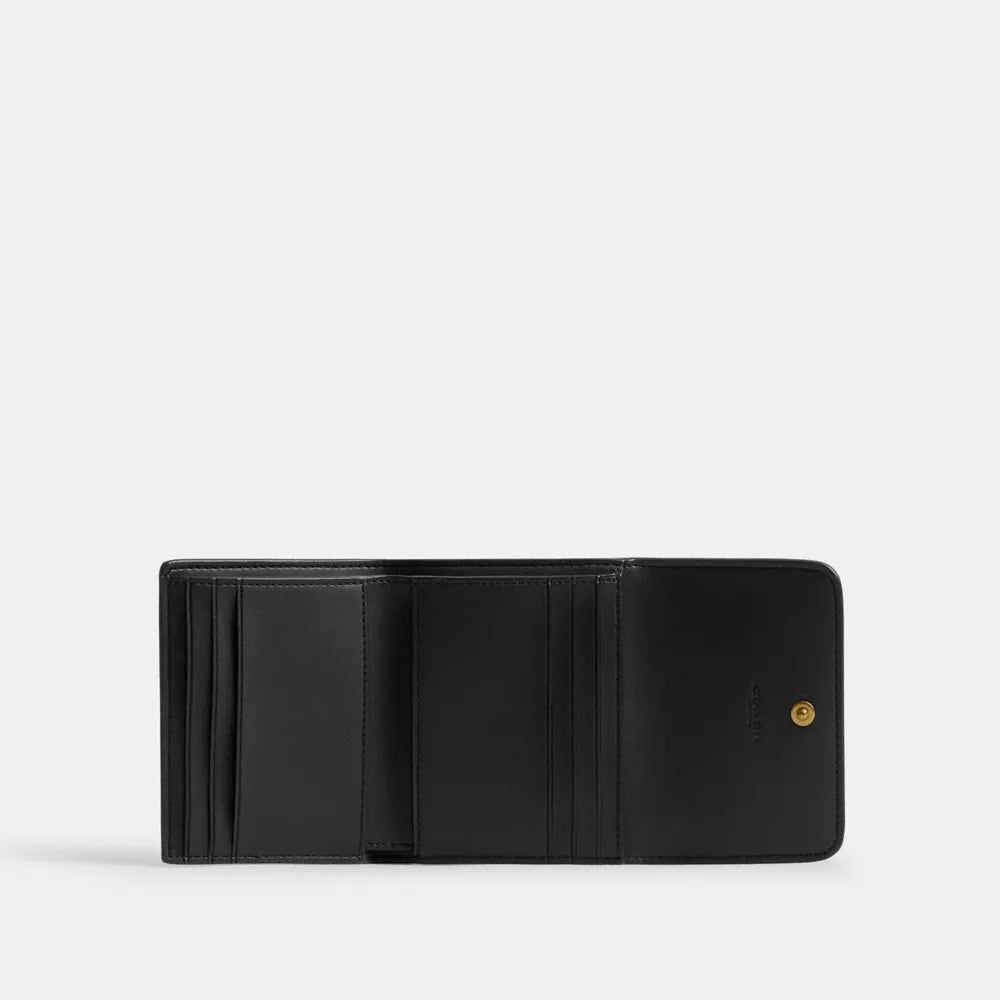 Mila Small Flap Wallet - Pebble Leather/Brass/Black