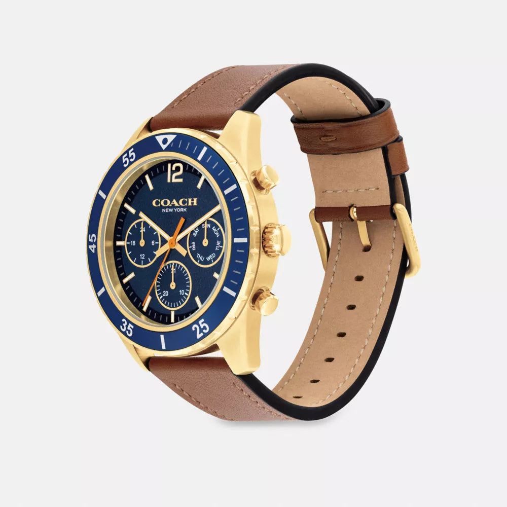 Cole Chronograph Watch, 44MM - Saddle