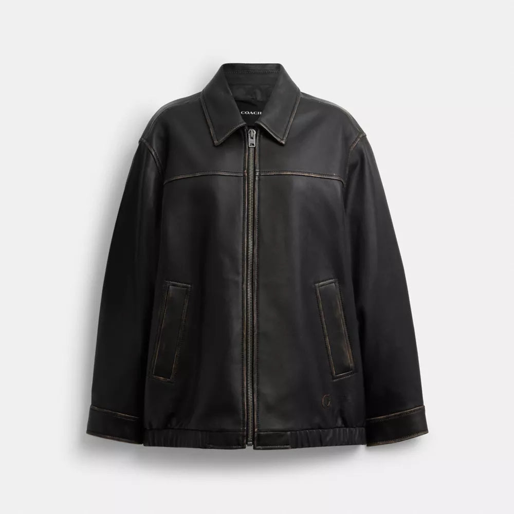 Loved Oversized Leather Jacket - Black