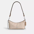 Caitlin Shoulder Bag In Signature Canvas - Signature Canvas/Silver/Sand/Taupe