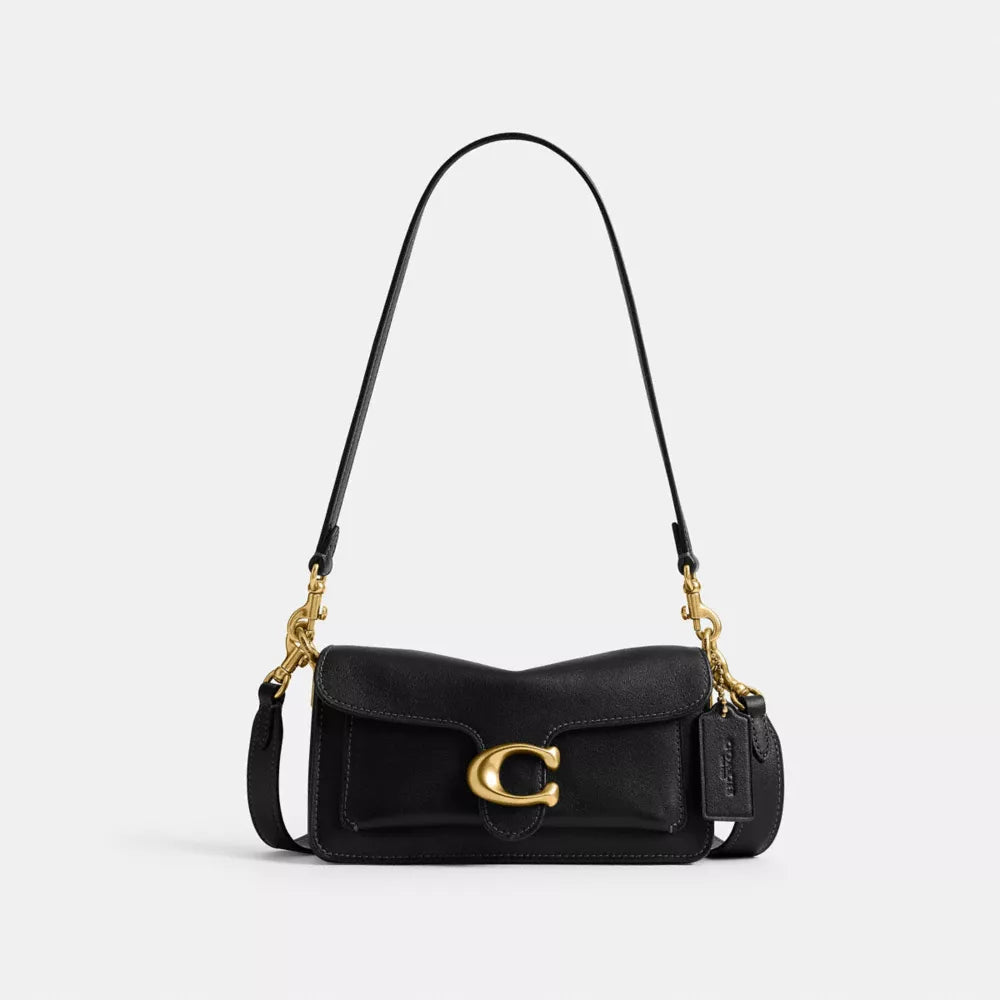 Soft Tabby Shoulder Bag 20 - Natural Grain Leather/Brass/Black