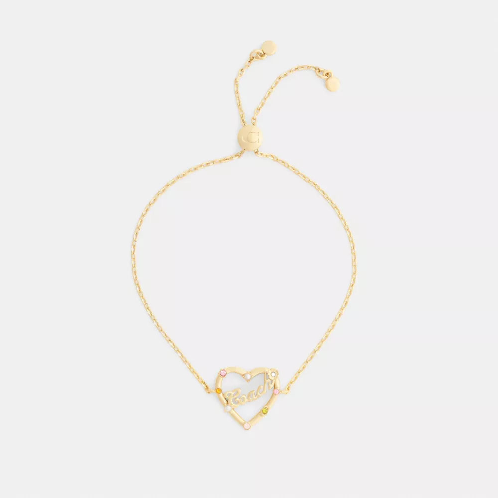 Coach Script Heart Slider Bracelet - Gold/Multi