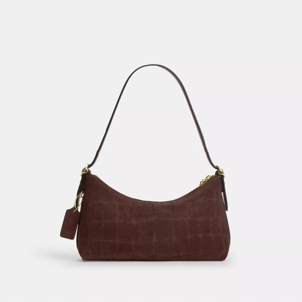 Emeilia Shoulder Bag - Embossed Crocodile/Gold/Maple