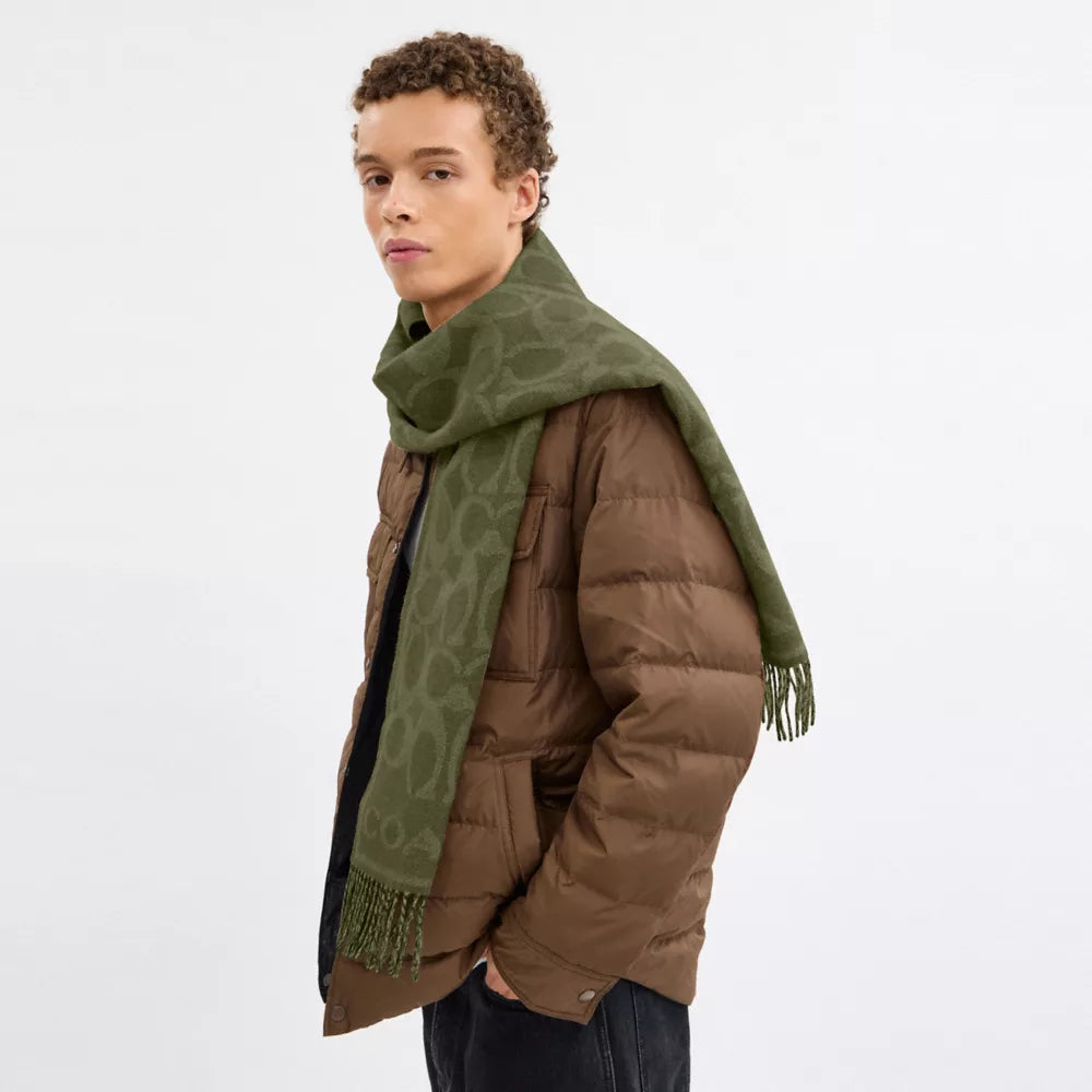 Reversible Signature Cashmere Muffler - Olive