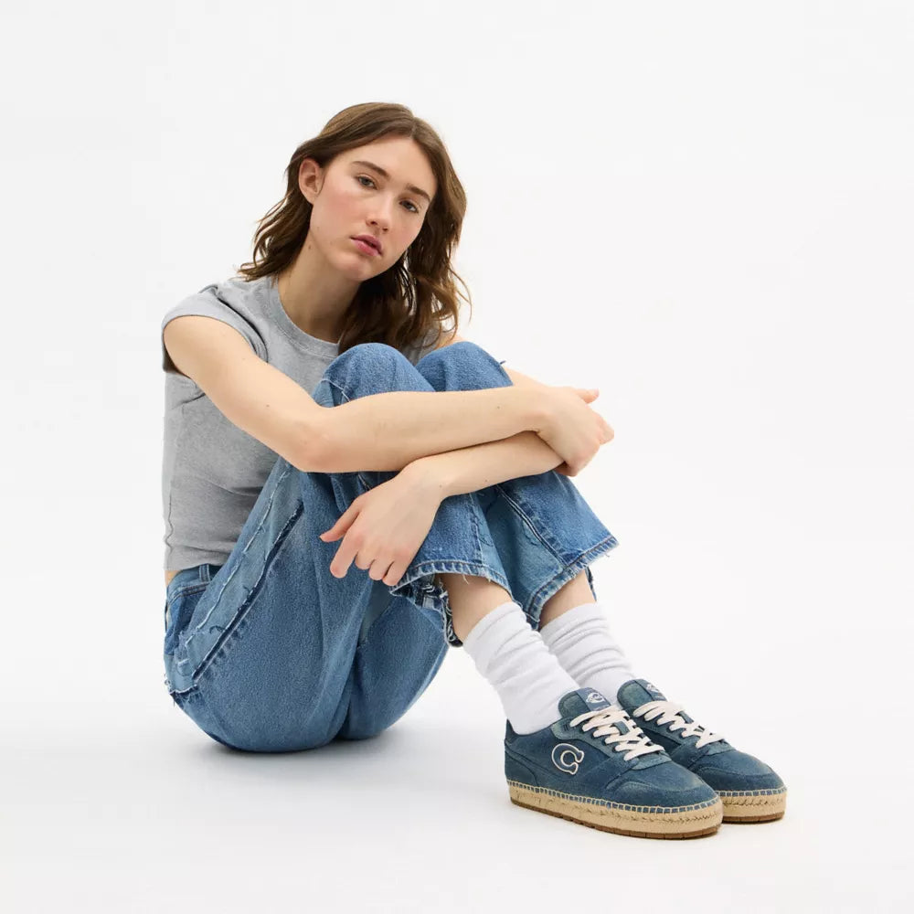 Soho Espadrille Sneaker In Loved Denim - Denim