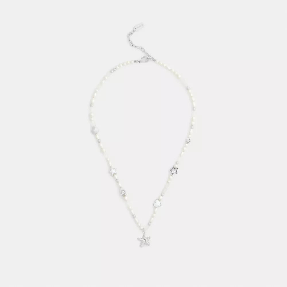Pearls And Seashell Necklace - Silver/Pearl