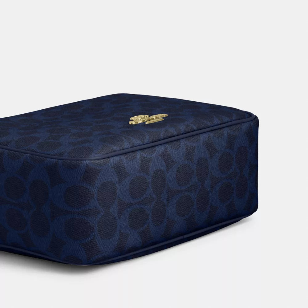 Carey Crossbody Bag In Signature Canvas - Signature Canvas/Gold/Navy