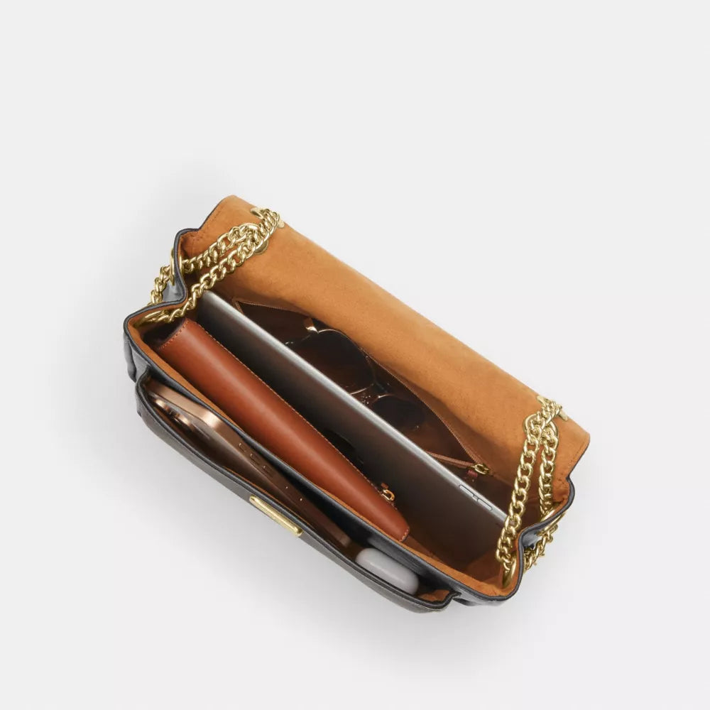 Elodie Crossbody Bag In Signature Canvas - Gold/Walnut/Black