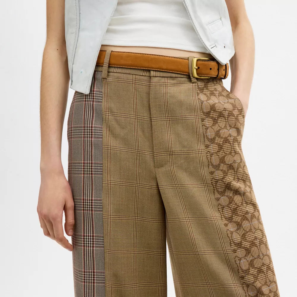 Combo Plaid Tailored Pants - Brown/Multi