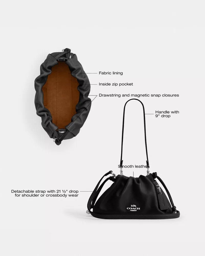 Faye Shoulder Bag - Smooth Leather/Silver/Black