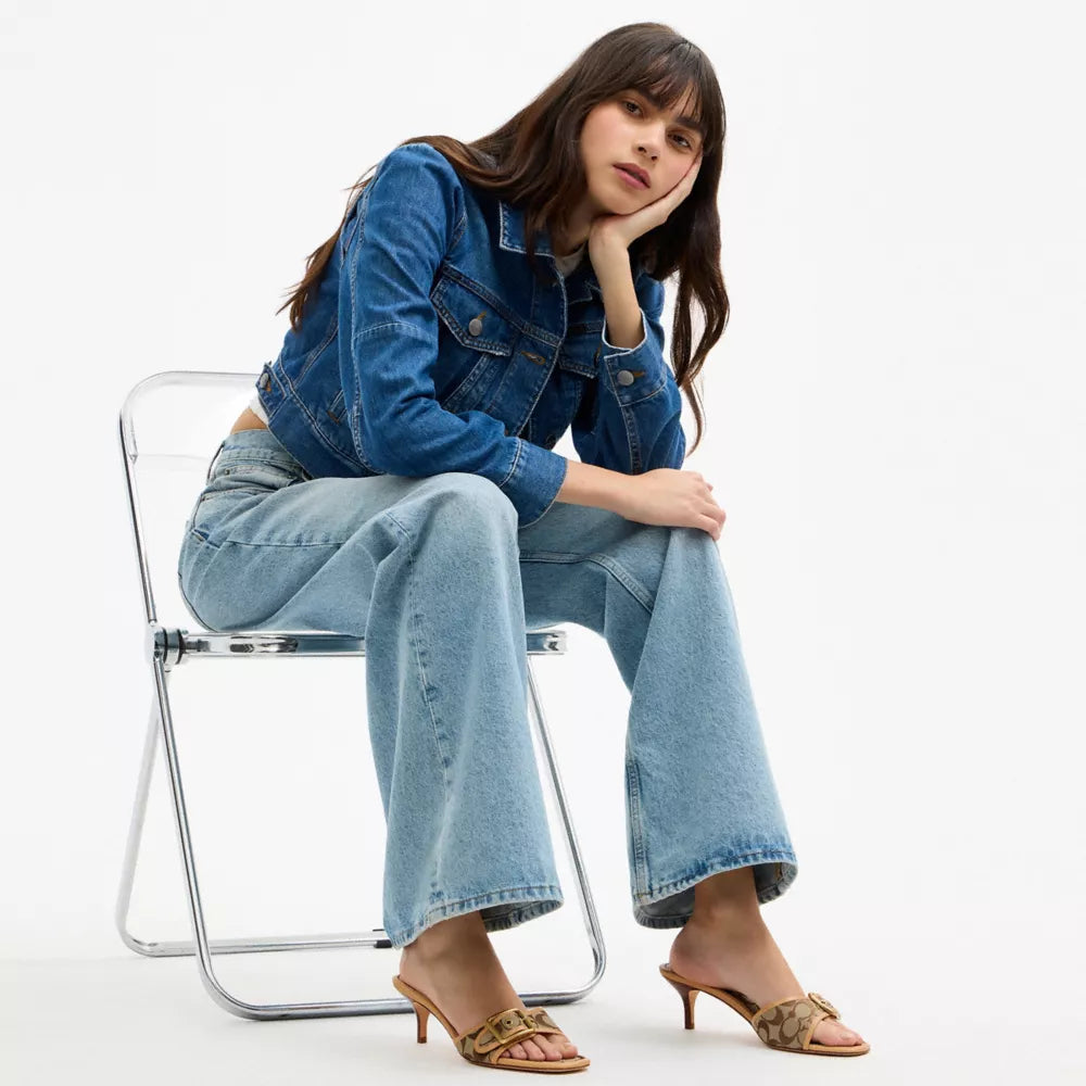 Margot Sandal In Signature Sateen Jacquard - Signature Jacquard/Khaki/Light Peach