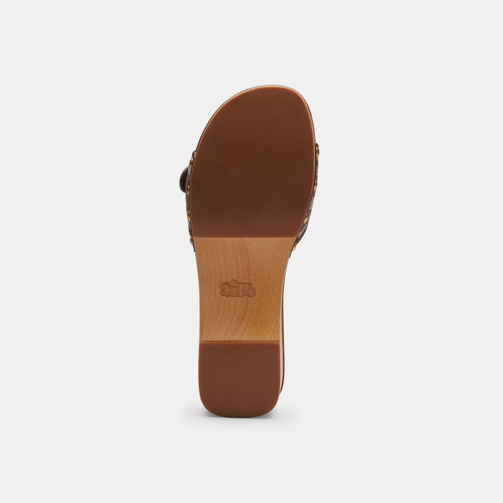 Margot Wooden Sandal In Signature Jacquard - Oak/Maple