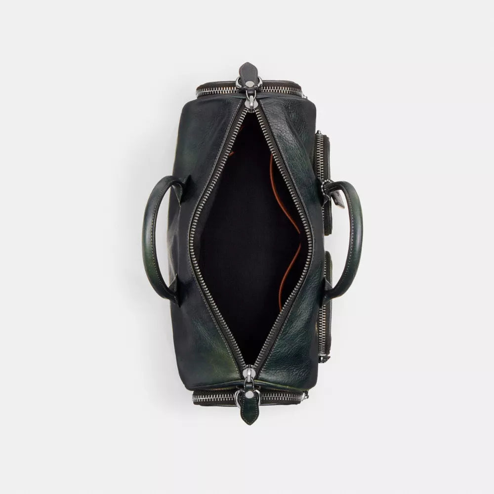 Compass Bag 35 With Pockets - Pebbled Leather/Navy/Green