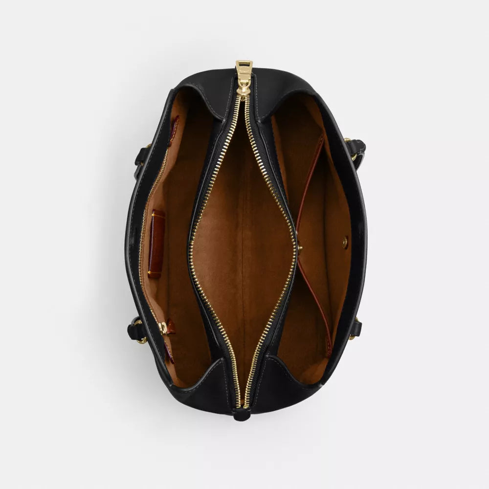 Elise Shoulder Bag - Natural Grain Leather/Gold/Black