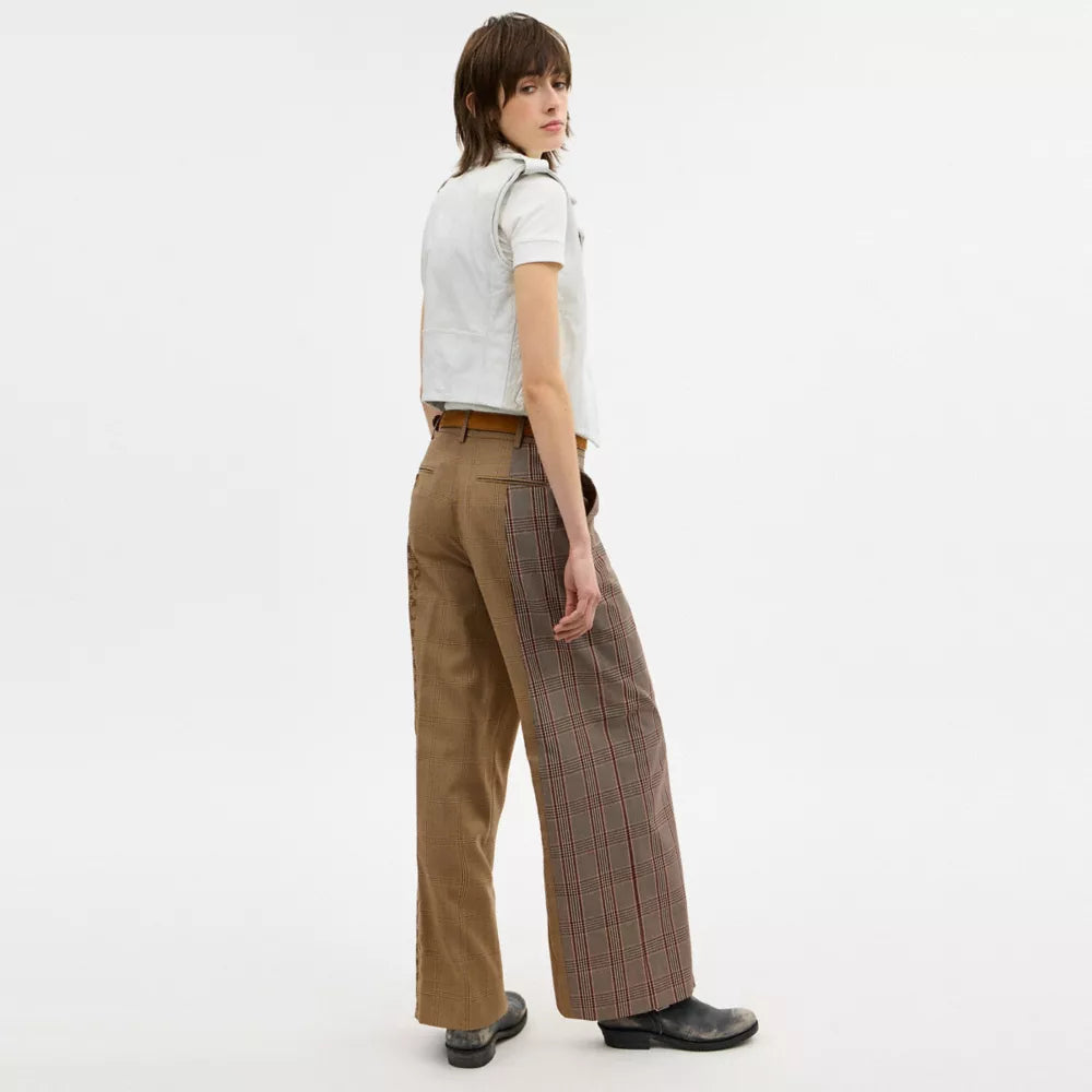 Combo Plaid Tailored Pants - Brown/Multi