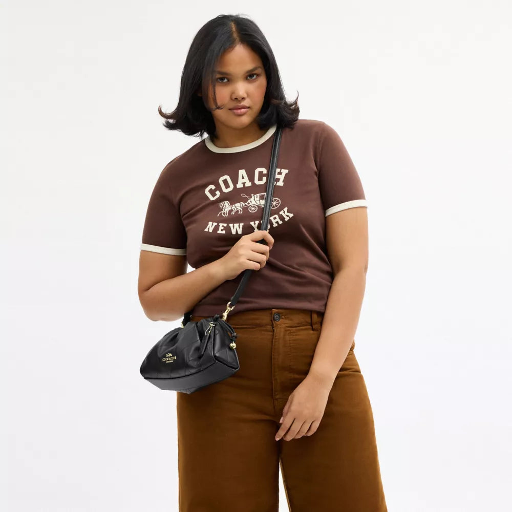 Faye Shoulder Bag With Quilting - Nappa Leather/Gold/Black