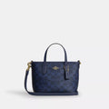 City Mini Tote Bag In Signature Canvas - Signature Canvas/Gold/Navy