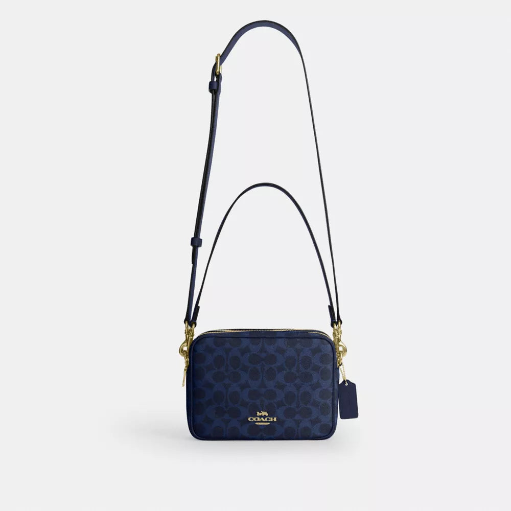 Carey Crossbody Bag In Signature Canvas - Signature Canvas/Gold/Navy