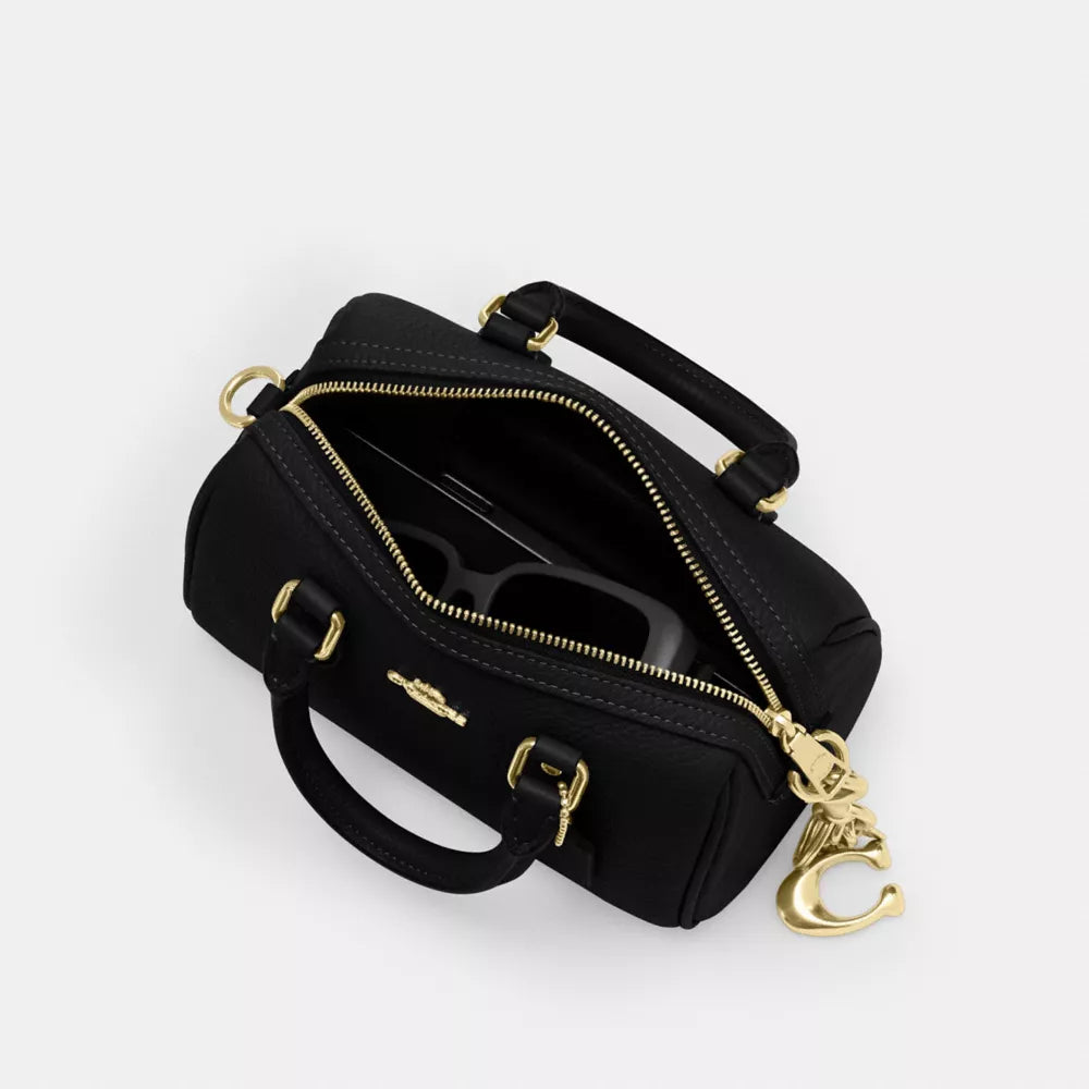 Mini Rowan Crossbody Bag - Pebbled Leather/Gold/Black