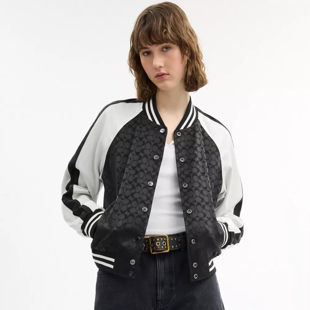 Reversible Signature Souvenir Varsity Jacket - Black
