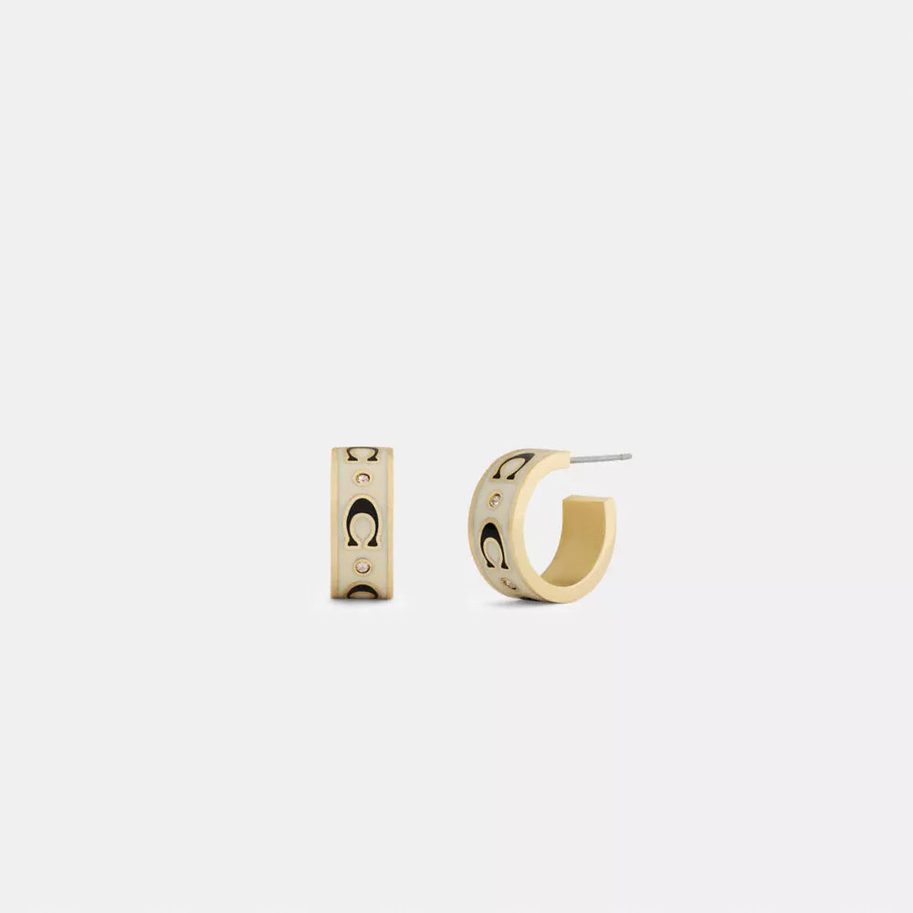 Repeated C Huggie Earrings - Gold/Chalk