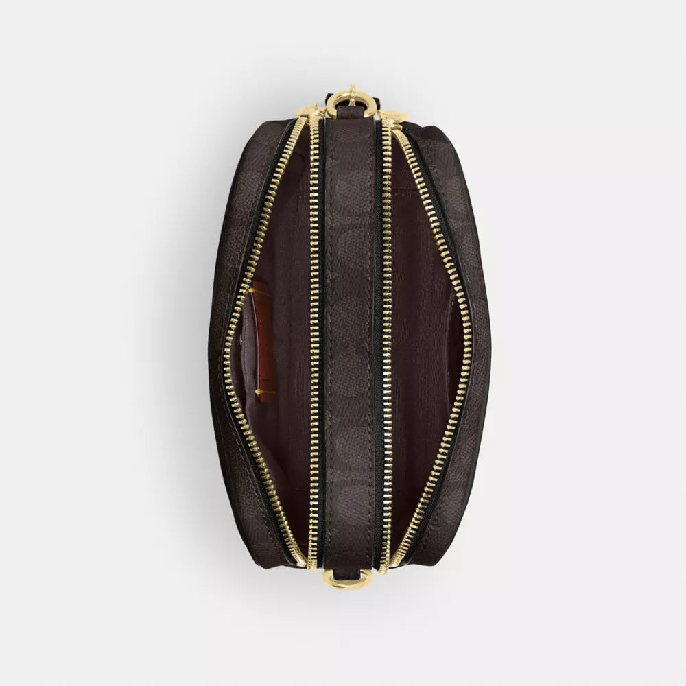 Mini Carey Crossbody Bag In Signature Canvas - Signature Canvas/Gold/Walnut/Black