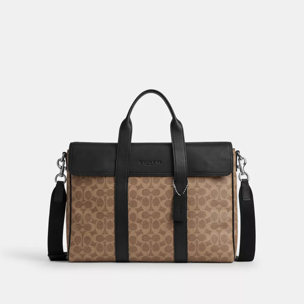 Sullivan Portfolio Brief In Signature Canvas - Signature Canvas/Silver/Tan Black