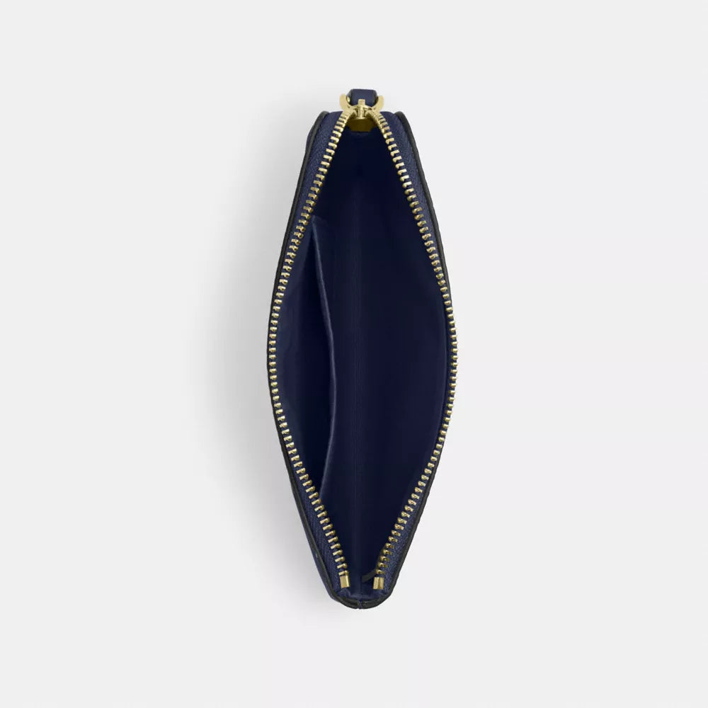 Corner Zip Wristlet In Signature Canvas - Signature Canvas/Gold/Navy