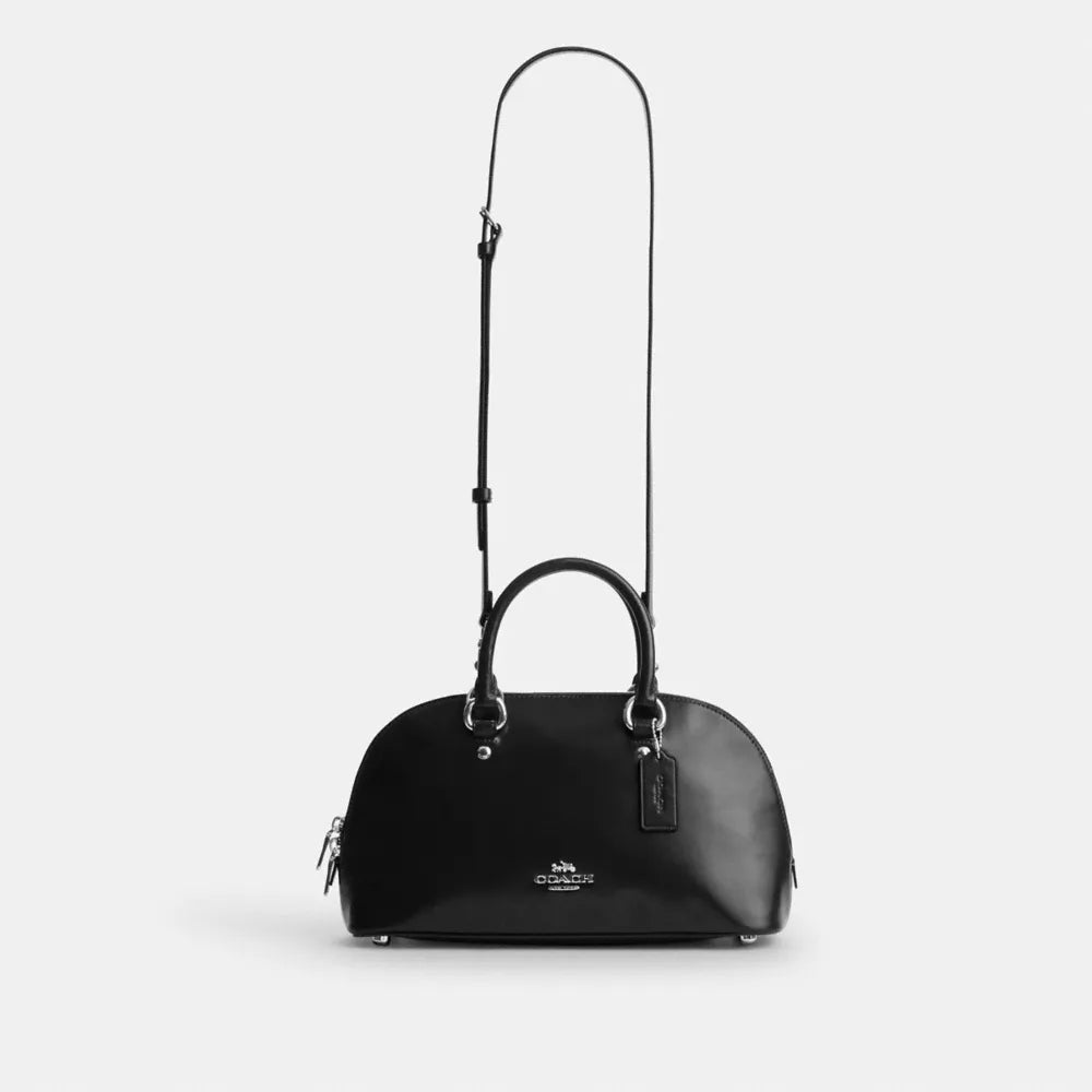 Lara Satchel Bag - Nappa Leather/Silver/Black