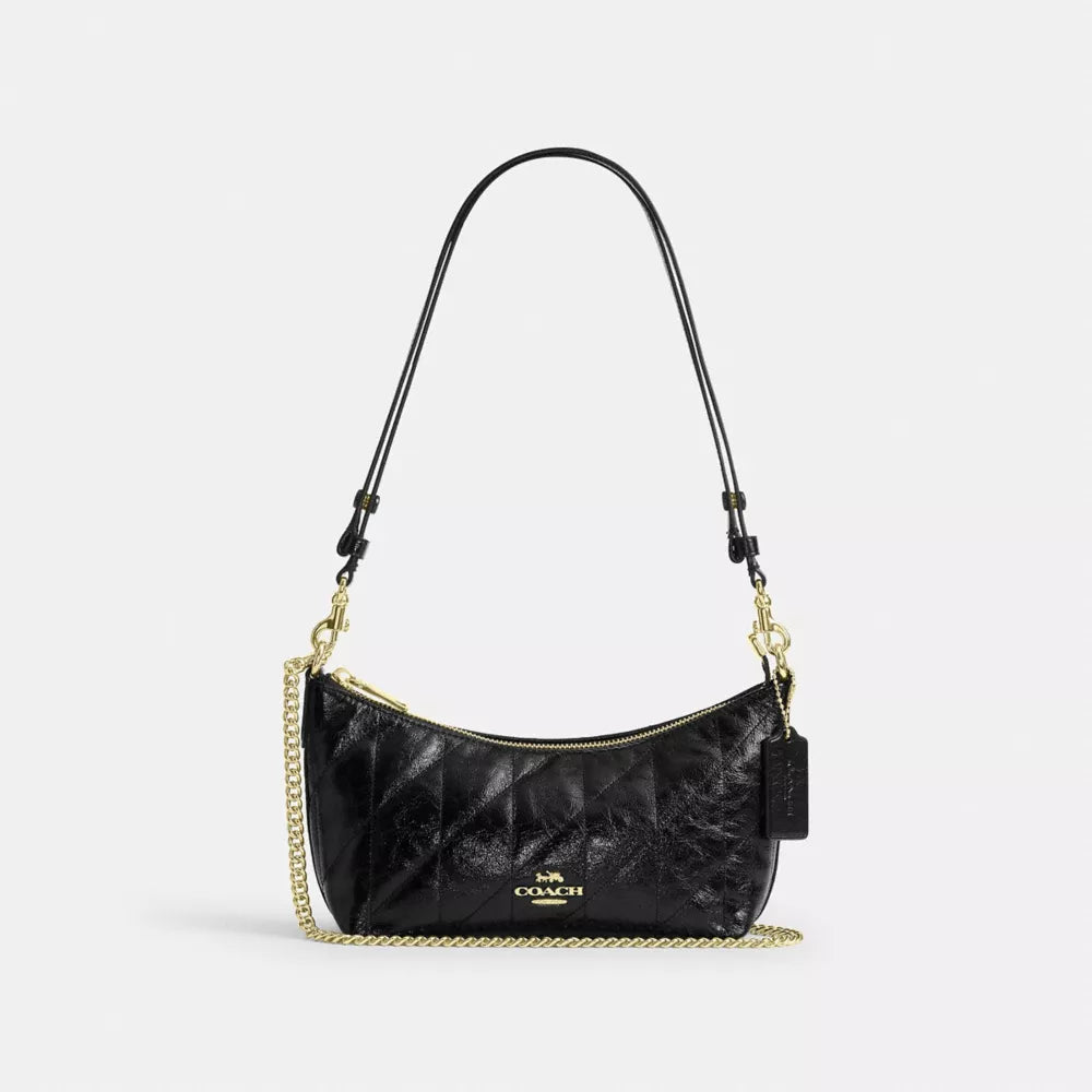 Caitlin Shoulder Bag With Quilting - Gold/Black