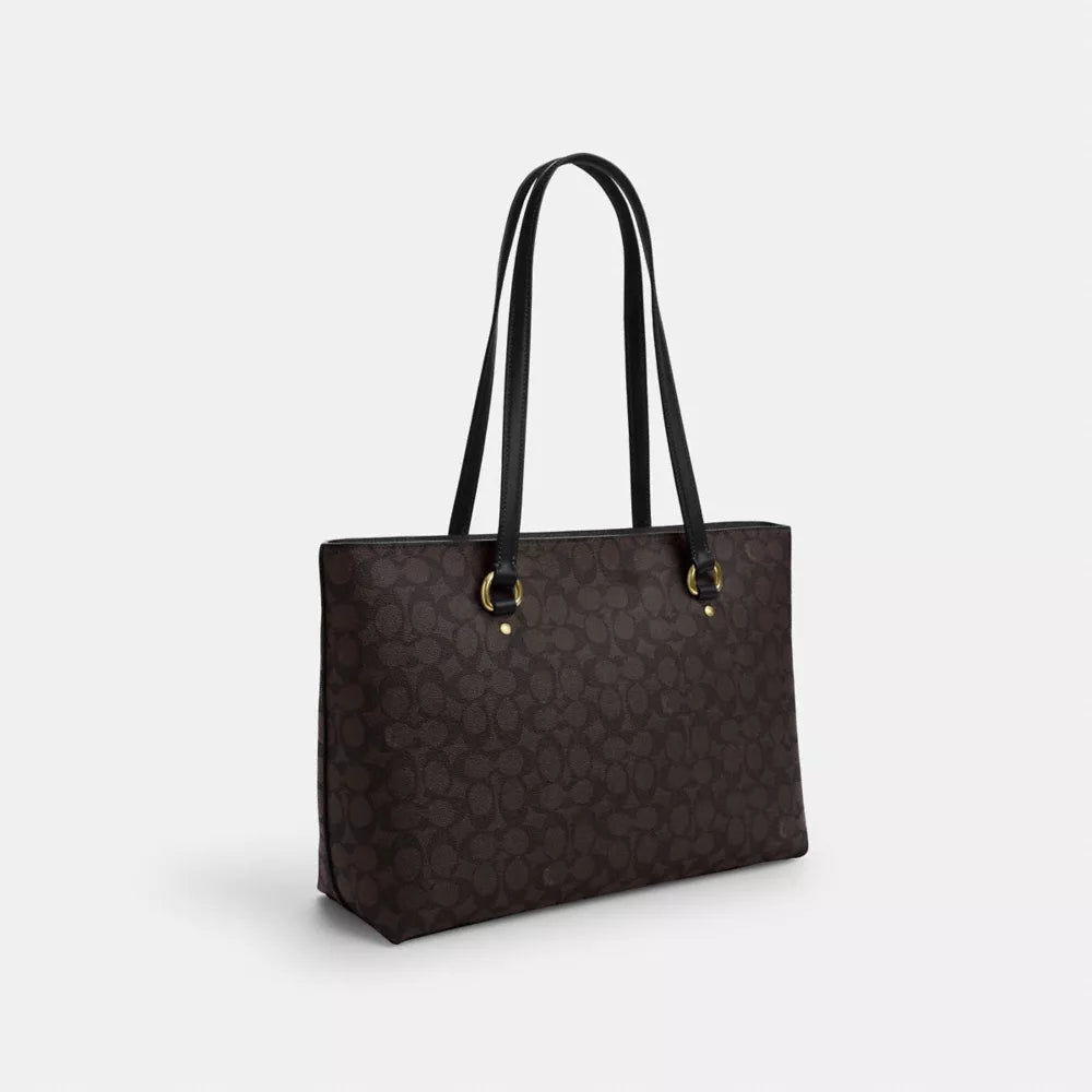 Station Tote Bag In Signature Canvas - Signature Canvas/Gold/Walnut/Black