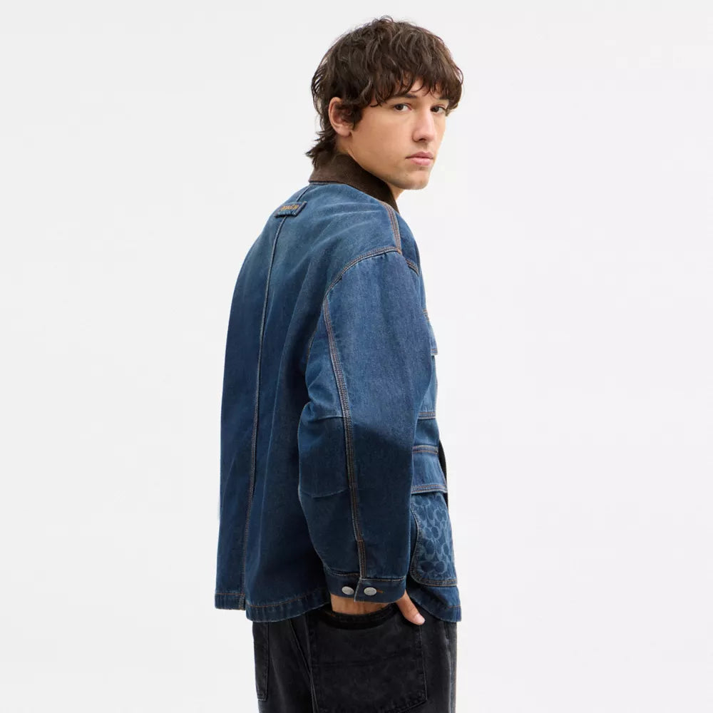 Denim Chore Coat With Flannel Lining - Buffalo Dark Wash